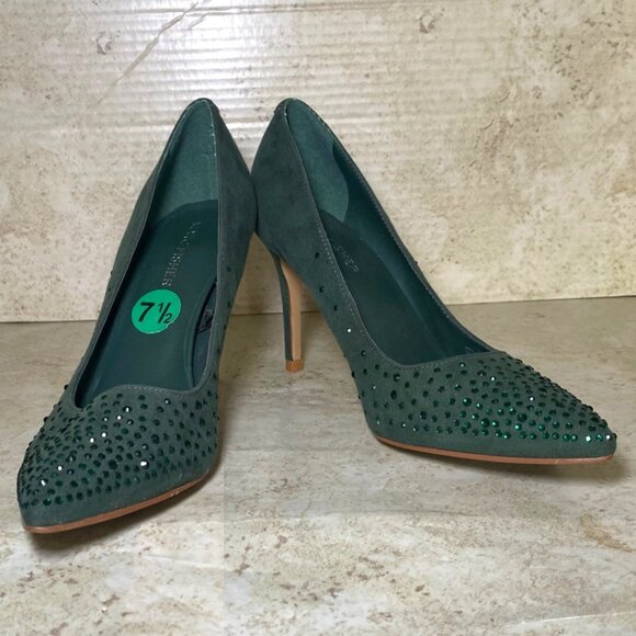 Marc Fisher Green Suede Embellished Pointed-Toe Stiletto Heels Womens Size 7.5 - Picture 2 of 7